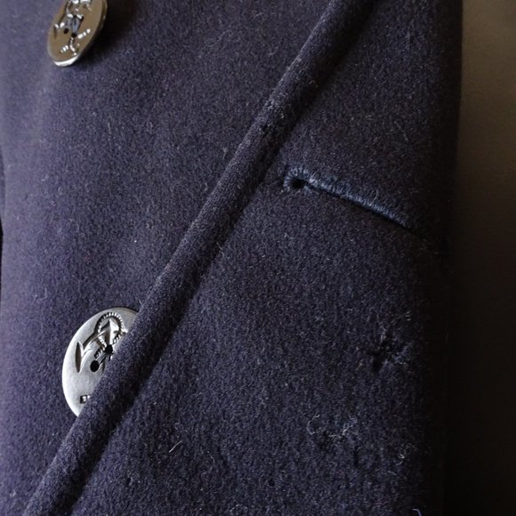 Vintage USN Navy "Naval Clothing Depot" WW2 Dark Blue Wool Pea Coat Size 38 - Picture 8 of 12